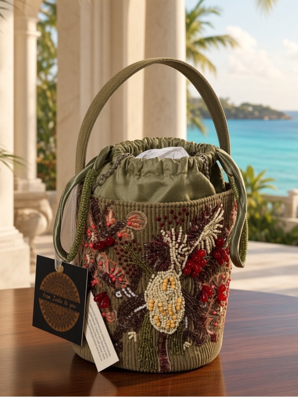 VIRAL BEADED BAG - ABSTRACT PALM TREE 2026